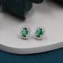 Emerald Green Oval Cz Stud Earrings In Sterling Silver, thumbnail 1 of 11