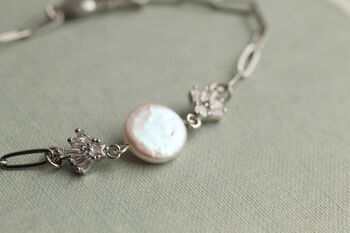 Silver Plated Art Deco Freshwater Pearl Bridal Bracelet, 2 of 10