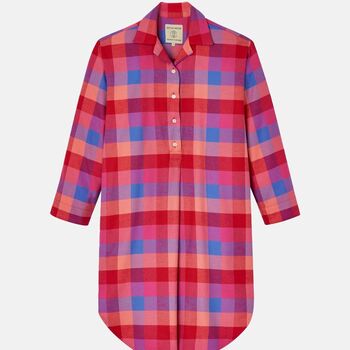 Women's Coral Shire Square Brushed Cotton Nightshirt, 2 of 2