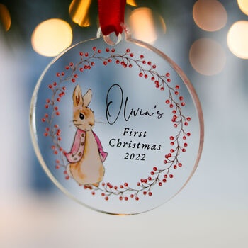 Personalised Baby Girls First Christmas Tree Decoration, 6 of 8