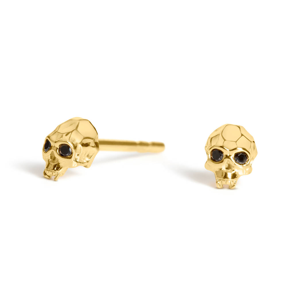 Mini Skull Earring Gold Plated By Kasun London