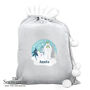 Personalised The Snowman And The Snowdog Luxury Silver Grey Pom Pom Christmas Sack, thumbnail 3 of 3