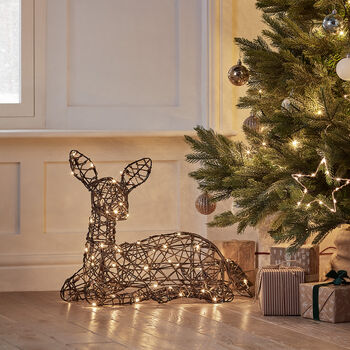 Studley Rattan Resting Fawn Light Up Reindeer, 5 of 6