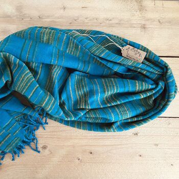 Soft Blanket Sea Blue Green Yellow Stripe Sofa Throw, 2 of 9