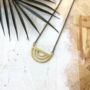 Minimal Geometric Brass Crescent Necklace, thumbnail 4 of 6