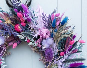 Purple And Gold Dried Flower Christmas Wreath, 3 of 3