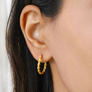 18k Gold Plated Twist Hoop Earrings, 5 of 7