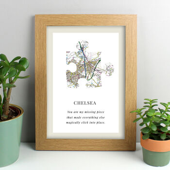 Personalised Map Puzzle Piece Framed Print, 2 of 5