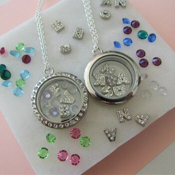 Initial And Birthstone Glass Locket Necklace, 4 of 4