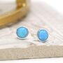 Sterling Silver Blue Opal Stud Earrings, thumbnail 4 of 11