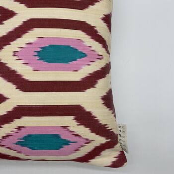 Ikat Silk Cushion Pink And Red Diamond, 11 of 11