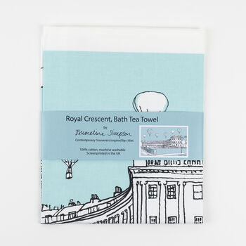 Bath Tea Towel 'Royal Crescent' Aqua, 5 of 5