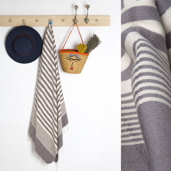 Personalised Beach Towel And Leather Strap 2nd Anniversary Gift Set, 2 of 12