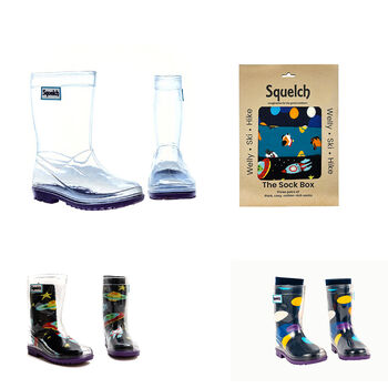 Squelch Transparent Wellies And Three Sock Set Puppy, 2 of 7