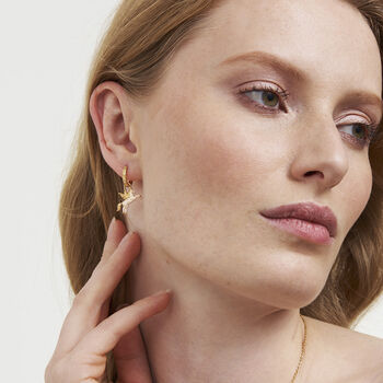 Gold Pegasus Huggie Earrings, 2 of 9