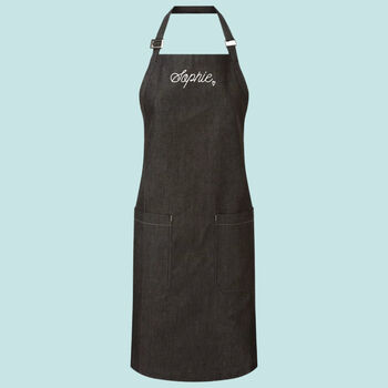 Personalised Cotton Denim Bib Apron With Heart, 2 of 3