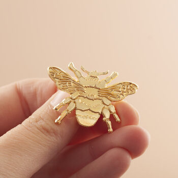 British Bee Die Stuck Gold Brooch By Little Paisley Designs ...