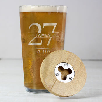 Personalised Pint Glass And Bamboo Coaster, 2 of 6