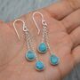 Turquoise Dangle Silver/Gold Earrings, thumbnail 1 of 8