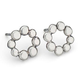 Sterling Silver Pebble Circle Stud Earrings, 3 of 7