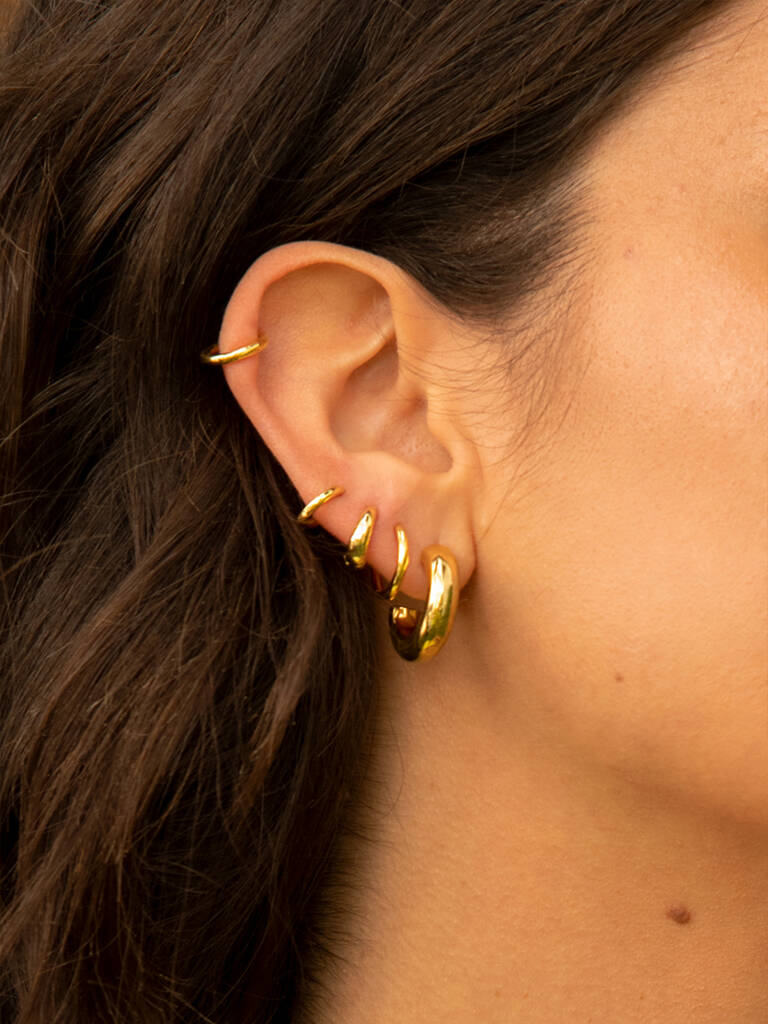 Thick Small Hoop Earrings 18ct Gold Plated By MUCHV