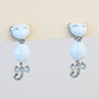 White Cat Dangle Stud Earrings, thumbnail 2 of 4