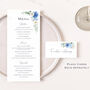 Wedding Menu Cards With Blue Florals, thumbnail 1 of 4