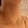 Dainty 14 K Gold Cross Religious Choker Necklace, thumbnail 3 of 7