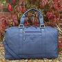 Navy Blue Soft Leather Travel Bag, Holdall, Flight Bag, thumbnail 2 of 6