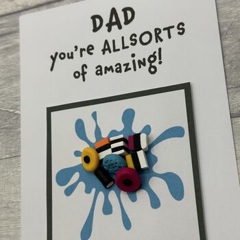 Liquorice Allsorts Polymer Clay Birthday Card Handmade, 5 of 12