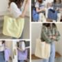 Large Pastel Canvas Shoulder Tote Bag For School, thumbnail 7 of 9