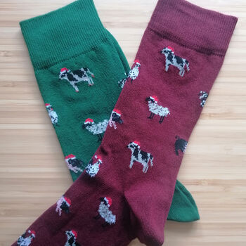 Festive Farmyard Men's Socks, 2 of 4