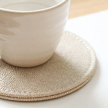 Faux Shagreen Ivory Coasters Set Of Six, 4 of 4