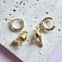Gold Plated Pigeon Huggie Hoop Earrings Handmade, thumbnail 2 of 4