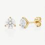 18k Gold Cz Stud Earrings, Women's Jewellery Gift, thumbnail 1 of 3