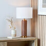 Wood Effect Ceramic Tall Table Lamp, thumbnail 1 of 10