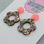 Flower Glitter Resin Earrings 60's Mary Quant Style, thumbnail 5 of 8
