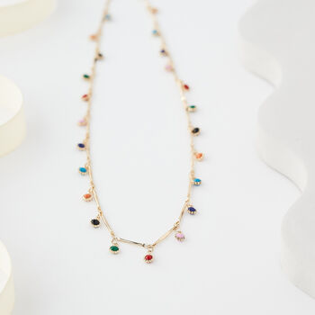 Rainbow Multicoloured Stone Drop Necklace, 3 of 3