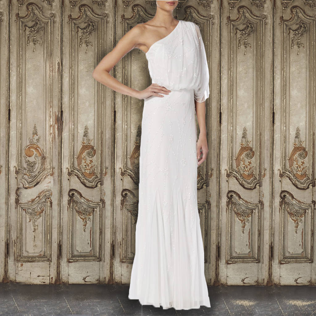Ivory One Shoulder Evening Gown, 1 of 2