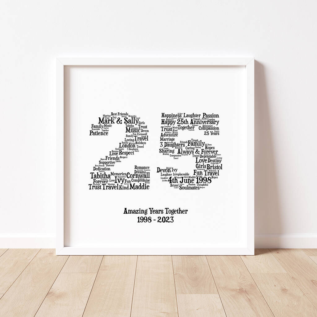 Personalised 25th 'Silver' Anniversary Gift For Wife By Hope and Love