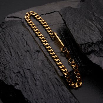 Gold Engravable 5mm Cuban Bracelet Unisex, 4 of 10