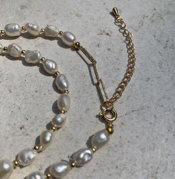 Freshwater Pearl And 18ct Gold Vermeil Necklace, 3 of 8