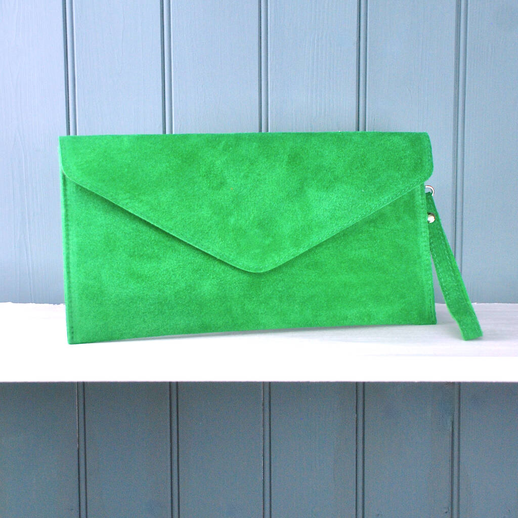 Personalised Summer Colours Suede Envelope Clutch Bag By Penelopetom