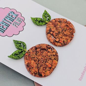 Orange Glitter Resin Earrings, 2 of 4