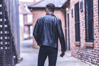 Luxury Biker Leather Jacket Men's, 4 of 10