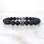 Men's Amethyst And Lava Bead February Birthstone Bracelet, thumbnail 4 of 9