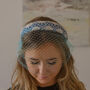 Turquoise And Oyster Silk Padded Headband 'Everlee', thumbnail 1 of 11