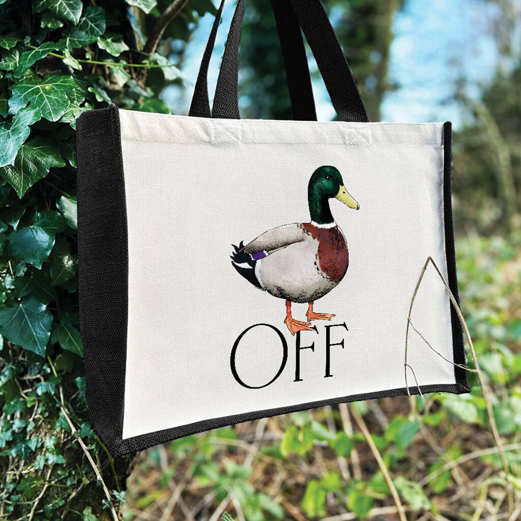 Wild Giggles Duck Off Jute Bag