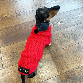 Red Miniature Dachshund Knitted Jumper, 4 of 7