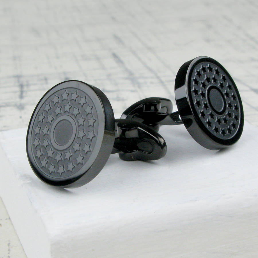 Image of Men's You Are A Star Black Stainless Steel Cufflinks